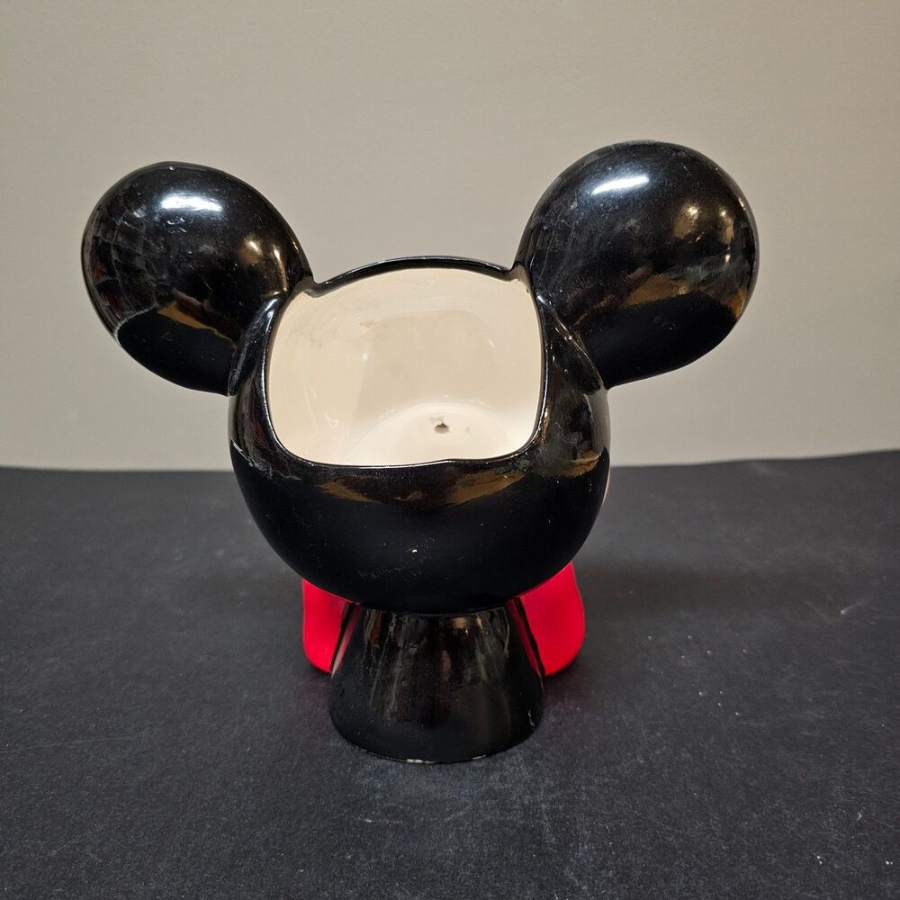 Mickey Mouse Head Ceramic Vase Heart Bow Tie Planter Teleflora Disney Vtg - Picture 5 of 7
